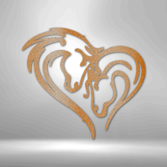 Horse Heart Love Steel Sign Laser Cut Powder Coated Home & Office Metal Wall Dec